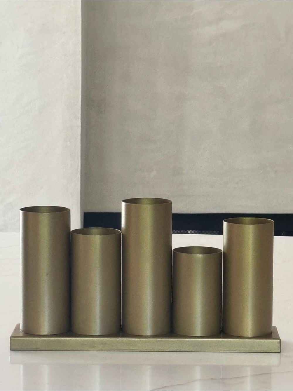 Crate & Barrel Gold Metal Cylinder Caddy Set - Home Accents